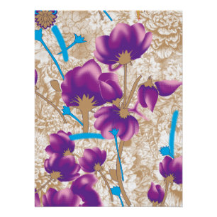 Levendig bloemmotief met paarse en blauwe f perfect poster