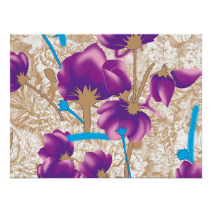 Levendig bloemmotief met paarse en blauwe f perfect poster