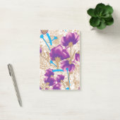 Levendig bloemmotief met paarse en blauwe f post-it® notes (Kantoor)