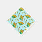 Levendig bloemmotief op lichtblauwe achtergrond servet (Hoek)