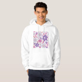 Levendig bloemmotief Paarse roze blauwe bloemen Hoodie (Voorkant volledig)