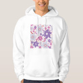 Levendig bloemmotief Paarse roze blauwe bloemen Hoodie (Voorkant)