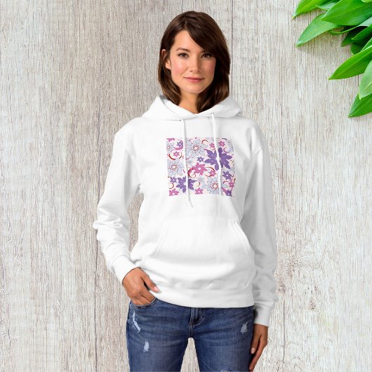 Levendig bloemmotief Paarse roze blauwe bloemen Hoodie