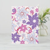 Levendig bloemmotief Paarse roze blauwe bloemen Kaart (Staand voorkant)
