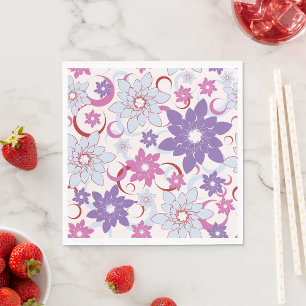 Levendig bloemmotief Paarse roze blauwe bloemen Servet