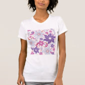 Levendig bloemmotief Paarse roze blauwe bloemen T-shirt (Voorkant)