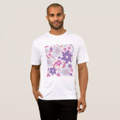 Levendig bloemmotief Paarse roze blauwe bloemen T-shirt (Voorkant volledig)