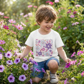 Levendig bloemmotief Paarse roze blauwe bloemen T-shirt