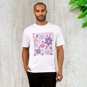 Levendig bloemmotief Paarse roze blauwe bloemen T-shirt