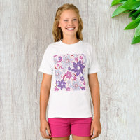 Levendig bloemmotief Paarse roze blauwe bloemen