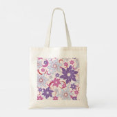 Levendig bloemmotief Paarse roze blauwe bloemen Tote Bag (Achterkant)