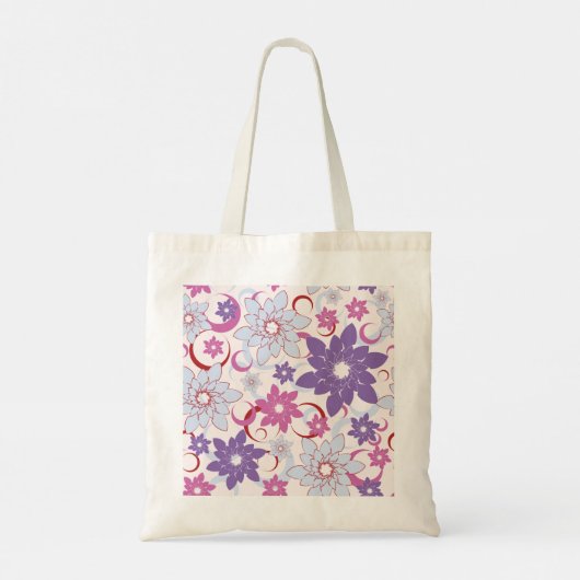 Levendig bloemmotief Paarse roze blauwe bloemen Tote Bag (Achterkant)