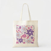 Levendig bloemmotief Paarse roze blauwe bloemen Tote Bag (Voorkant)