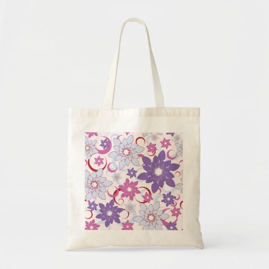 Levendig bloemmotief Paarse roze blauwe bloemen Tote Bag (Voorkant)