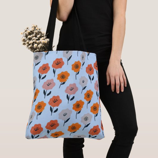 Levendig Bloemmotief Tote Bag (Dichtbij)