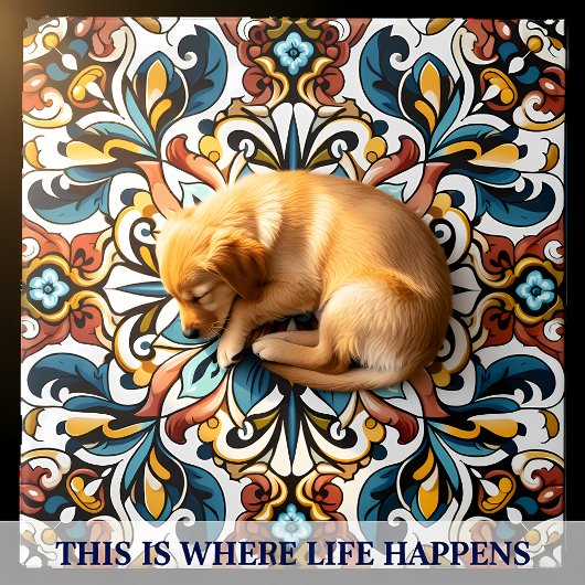 Levendig bloemontwerp in ingewikkelde keramische T Tegeltje