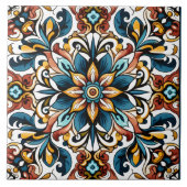 Levendig bloemontwerp in ingewikkelde keramische T Tegeltje (Voorkant)