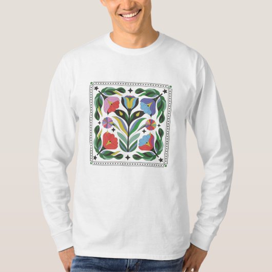 Levendig bloemontwerp - kleurrijke bloemen en blad t-shirt (Voorkant)