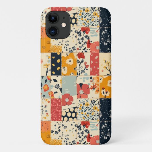 Levendig bloempatjesspatchworkdekbed in warme tint Case-Mate iPhone case (Achterkant)