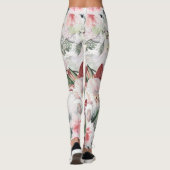 Levendig bloempatroon Bourgogne en schattig kant Leggings (Achterkant)