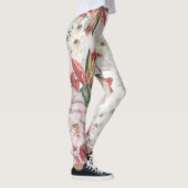 Levendig bloempatroon Bourgogne en schattig kant Leggings (Rechts)