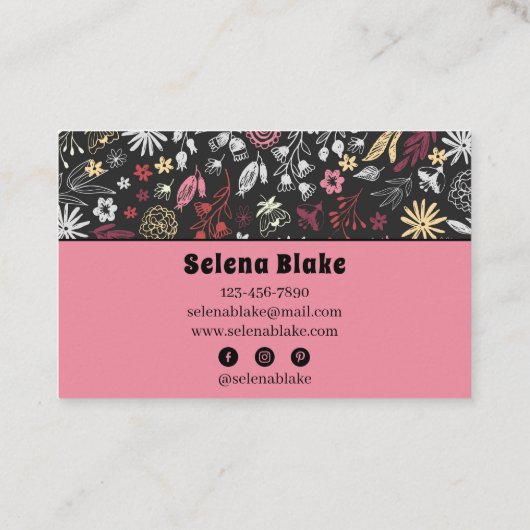 Levendig bloempatroon | Elegant en modern Visitekaartje (Achterkant)