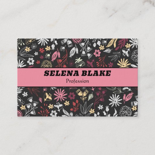 Levendig bloempatroon | Elegant en modern Visitekaartje (Voorkant)