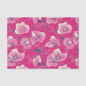 Levendig Bloempatroon in Roze, Wit & Koningsblauw Tissuepapier (Voorkant)
