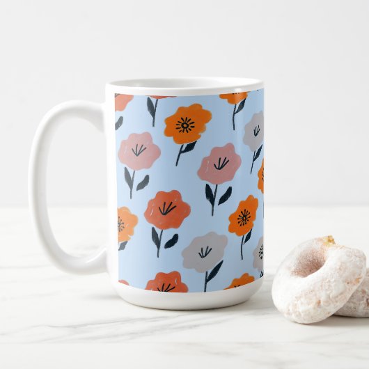 Levendig bloempatroon koffiemok (Met donut)