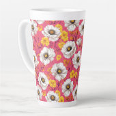 Levendig bloempatroon latte mok (Linkerhoek)