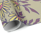 Levendig bloempatroon met gele madeliefjes cadeaupapier (Rol Hoek)