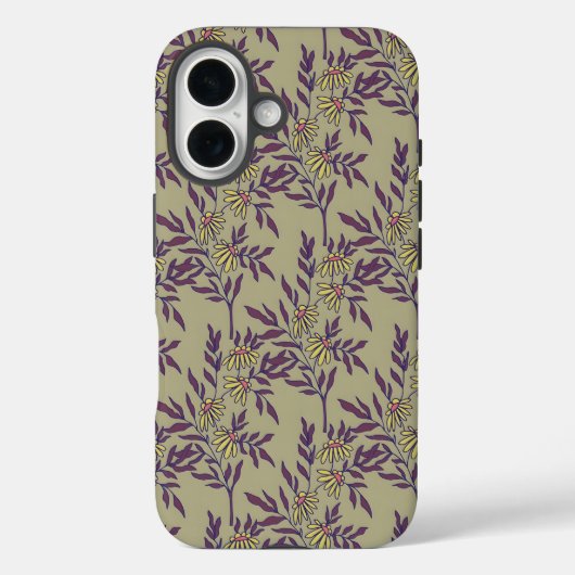 Levendig bloempatroon met gele madeliefjes Case-Mate iPhone case (Achterkant)