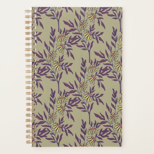 Levendig bloempatroon met gele madeliefjes planner (Voorkant)