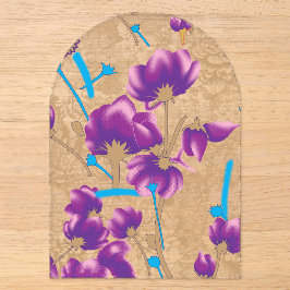 Levendig bloempatroon met paars en blauw f acryl uitnodigingen