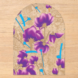 Levendig bloempatroon met paars en blauw f acryl uitnodigingen