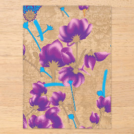 Levendig bloempatroon met paars en blauw f acryl uitnodigingen