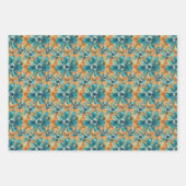 Levendig bloempatroon met vet Blauwgroen, turquois Inpakpapier Vel (Voorkant 2)