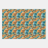 Levendig bloempatroon met vet Blauwgroen, turquois Inpakpapier Vel (Voorkant)