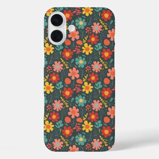 Levendig bloempatroon op Blauwgroen Case-Mate iPhone Case (Achterkant)