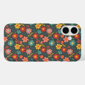 Levendig bloempatroon op Blauwgroen Case-Mate iPhone Case (Achterkant (horizontaal))
