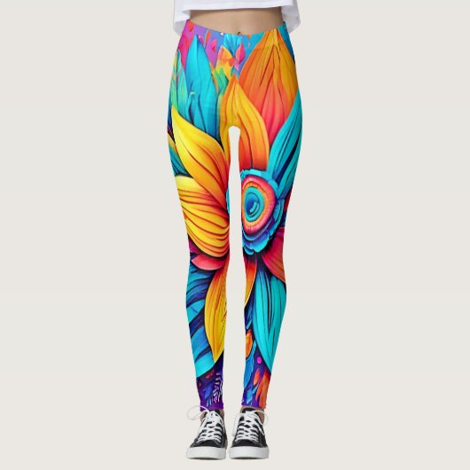 Levendig Bloemschilderwerk Leggings (Voorkant)
