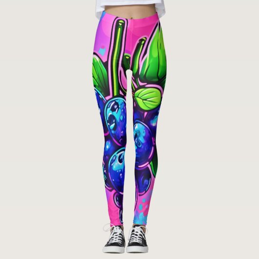 Levendig Blueberry-kunstwerk Leggings (Voorkant)