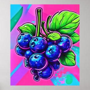Levendig Blueberry-kunstwerk Poster