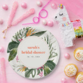Levendig Blush Boho Tropisch Bloemen Vrijgezellenf Papieren Bordje (Feest)