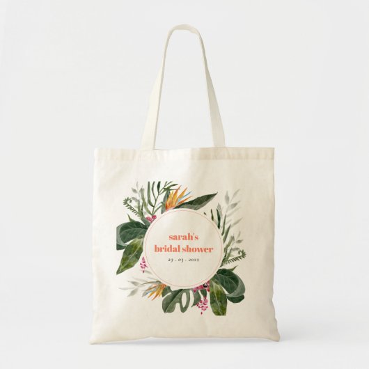 Levendig Blush Boho Tropisch Bloemen Vrijgezellenf Tote Bag (Voorkant)