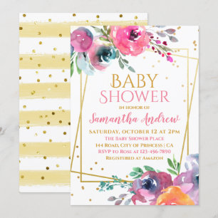 Levendig Blush Floral Delicate Girl Baby shower Kaart