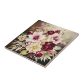 Levendig boeket van Bourgogne en crème bloemen Tegeltje (Zijkant)