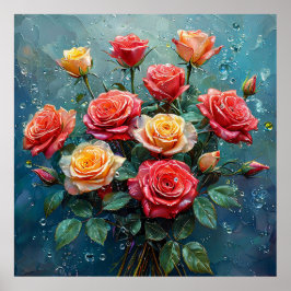 Levendig boeket van rozen poster