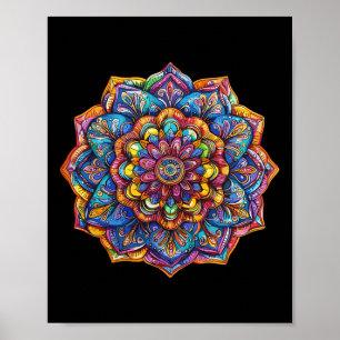Levendig Boheems Mandala Meditatie Chakra Patroon Poster