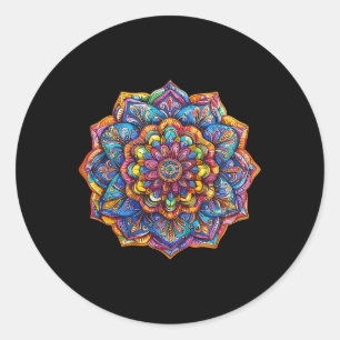 Levendig Boheems Mandala Meditatie Chakra Patroon Ronde Sticker